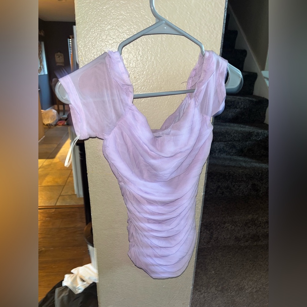 Pretty lilac mesh top